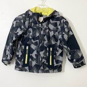 Land's End Kids Hooded Coat Jacket Size M Gray Black Yellow